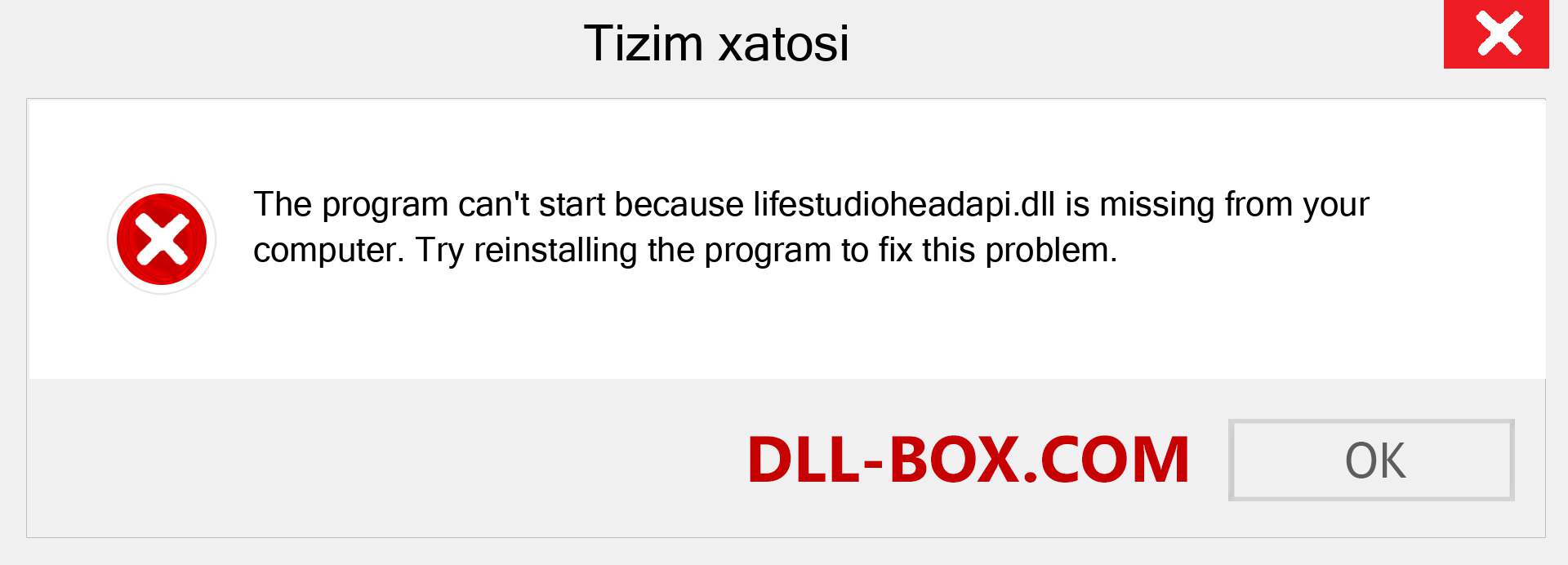 lifestudioheadapi.dll fayli yo'qolganmi?. Windows 7, 8, 10 uchun yuklab olish - Windowsda lifestudioheadapi dll etishmayotgan xatoni tuzating, rasmlar, rasmlar